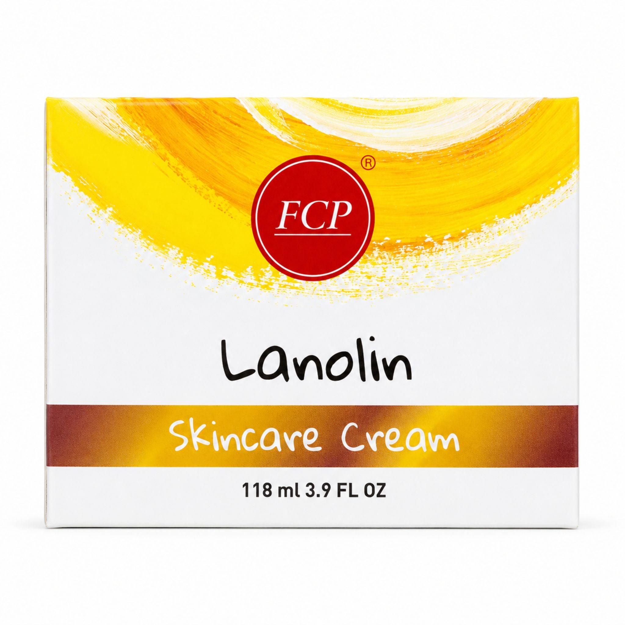 Box of FCP Lanolin Skincare Cream with yellow and white design