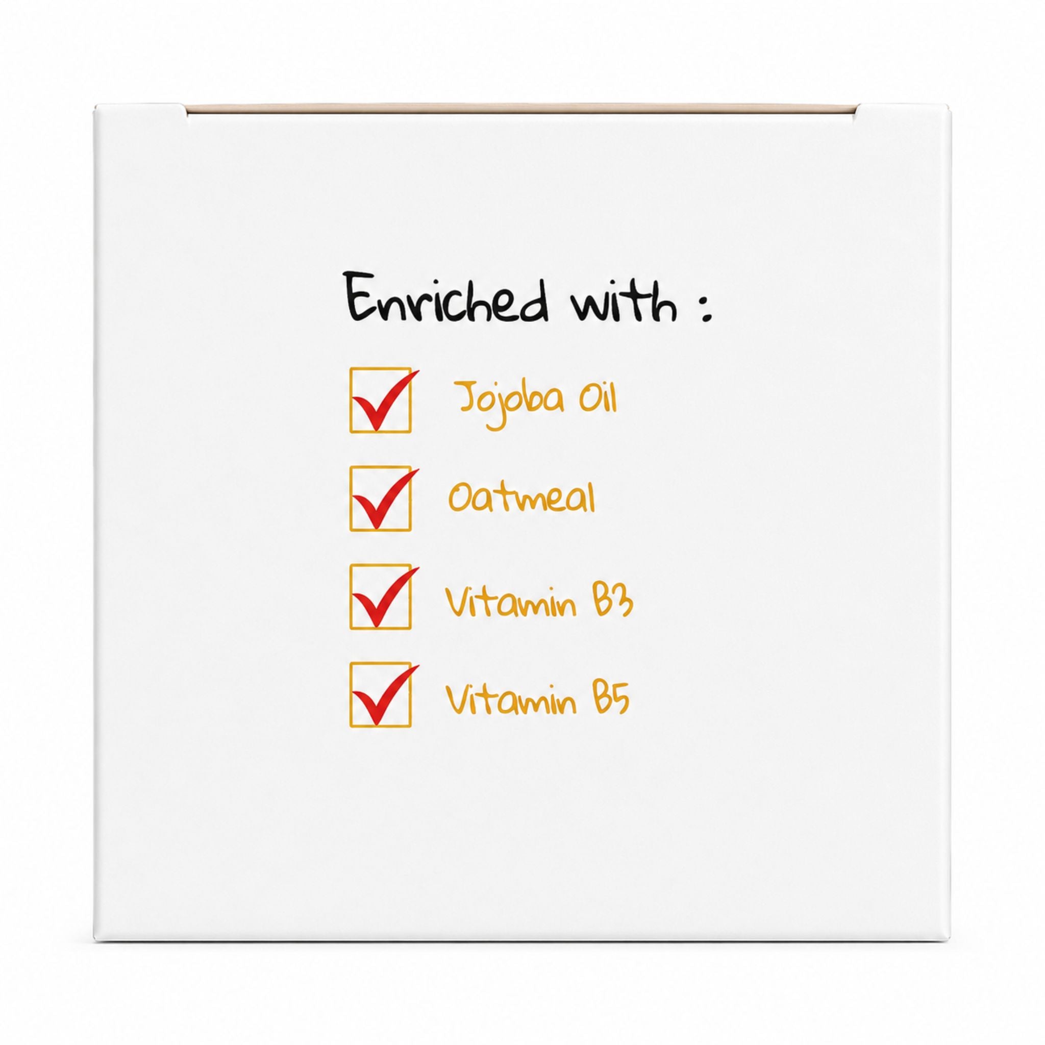 Checklist of ingredients on a white background