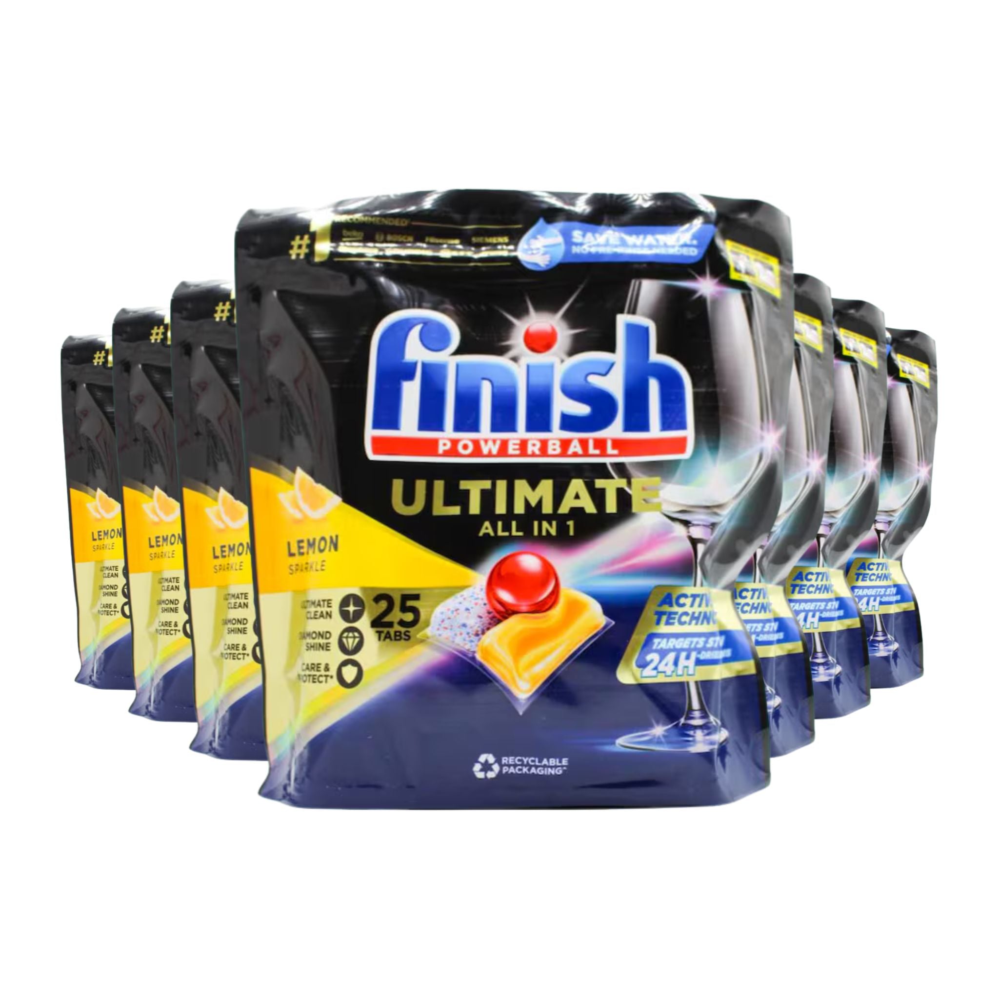 Finish Powerball Ultimate All In 1 Lemon Sparkle 7 x 25 Pack – Front View