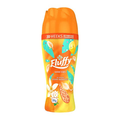 Front view of Fluffy In-Wash Scent Booster Good Vibes 250g bottle