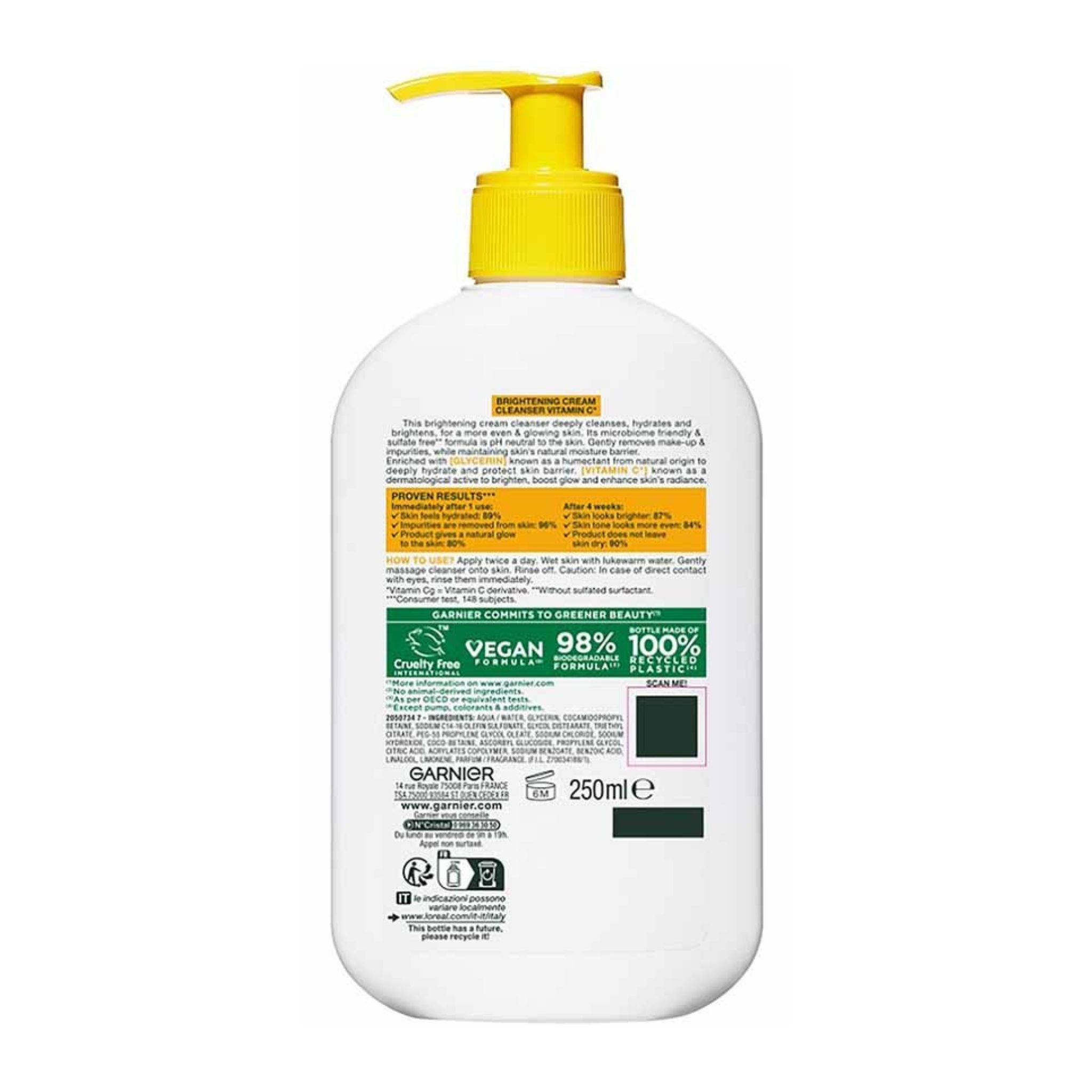 Garnier hair care product bottle with pump on a white background