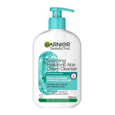 Garnier SkinActive Soothing Hyaluronic Aloe Cream Cleanser bottle on a white background