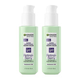 Two bottles of Garnier Green Labs Super Smoothing Serum Cream on a white background