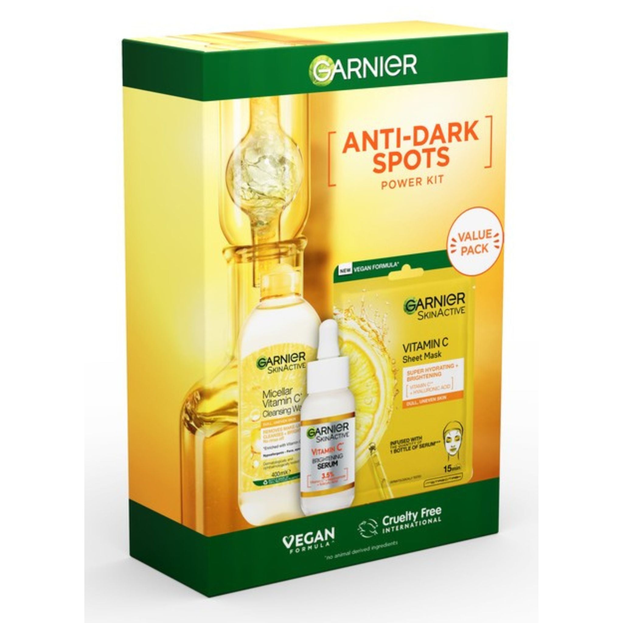 Garnier Vitamin C Anti-Dark Spots Power Kit - Full Product Showcase
