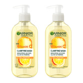 Front view of Garnier SkinActive Vitamin C Clarifying Wash 200ml bottle