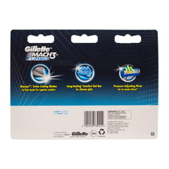 Back view displaying product details of Gillette Mach3 Turbo Razor Cartridges 8 Pack