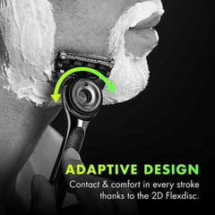 Demonstration of GilletteLabs razor adaptive design contouring to face for close, comfortable shave.