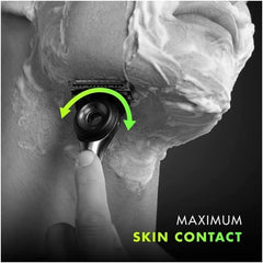 Detailed image of GilletteLabs exfoliating razor blades and exfoliating bar design.