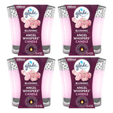 Four Glade Blushing Angel Whispers candles on a white background