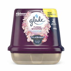 Glade Floral Whispers scented gel packaging on a white background