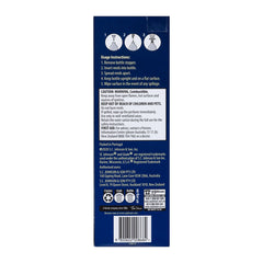 Back label of a product with usage instructions and safety information on a white background