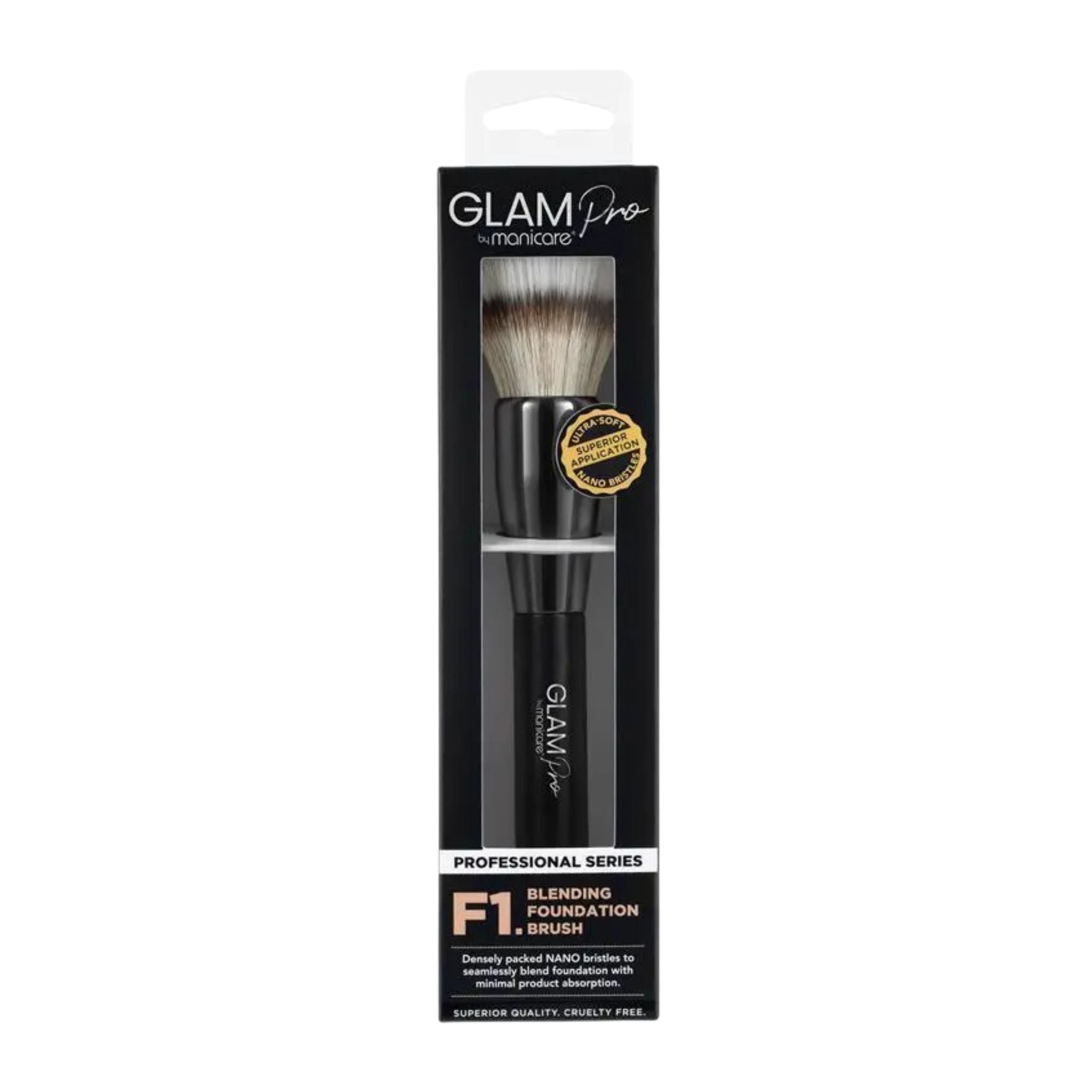 Glam Pro makeup brush packaging on a white background