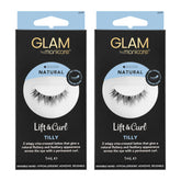 Two packages of Glam by Manicare lift and curl lashes on a white background