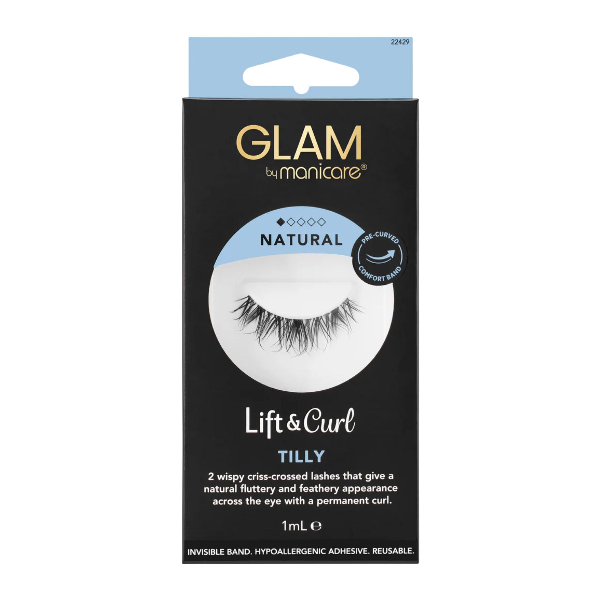Manicare Glam eyelash packaging on a white background