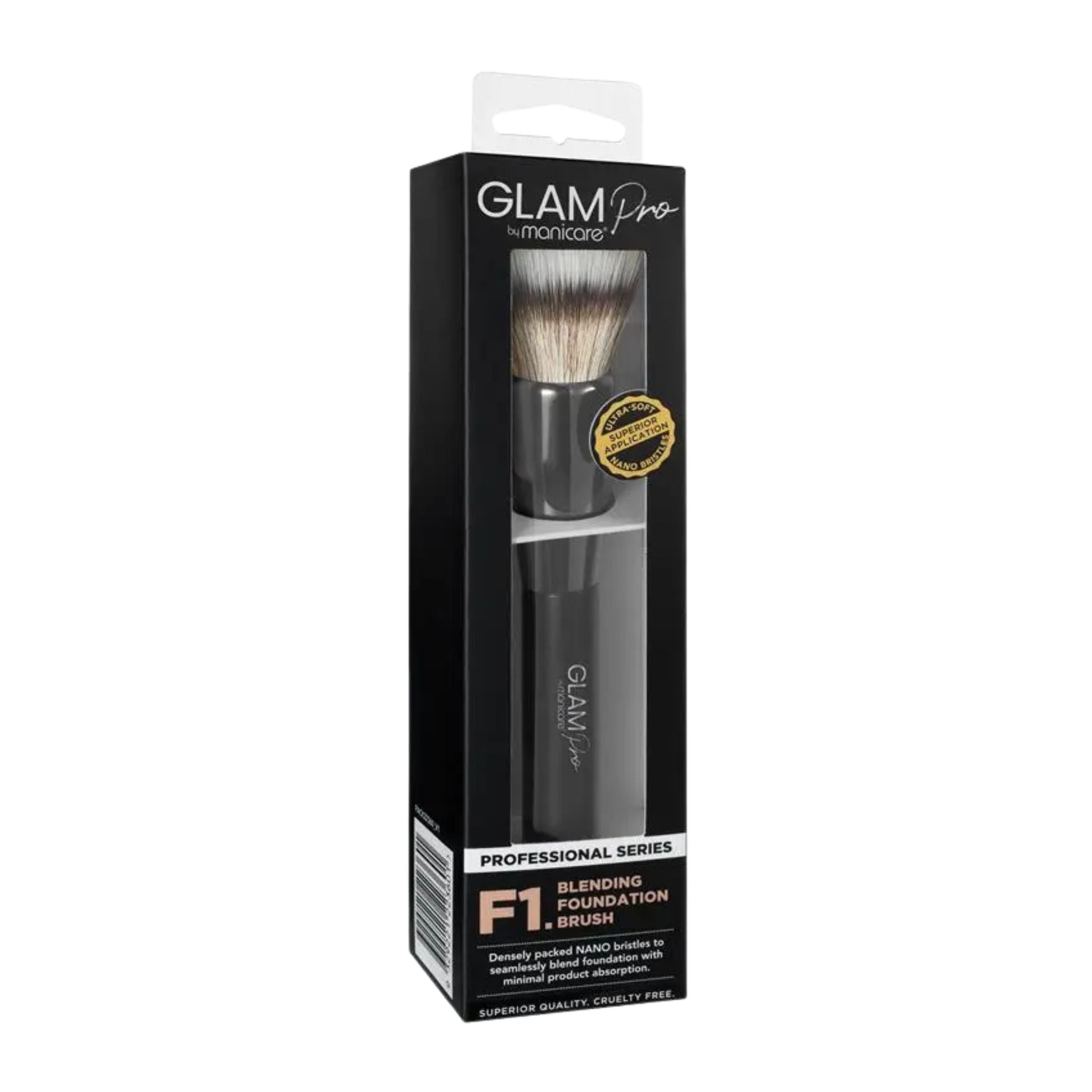 Glam Pro makeup brush packaging on a white background