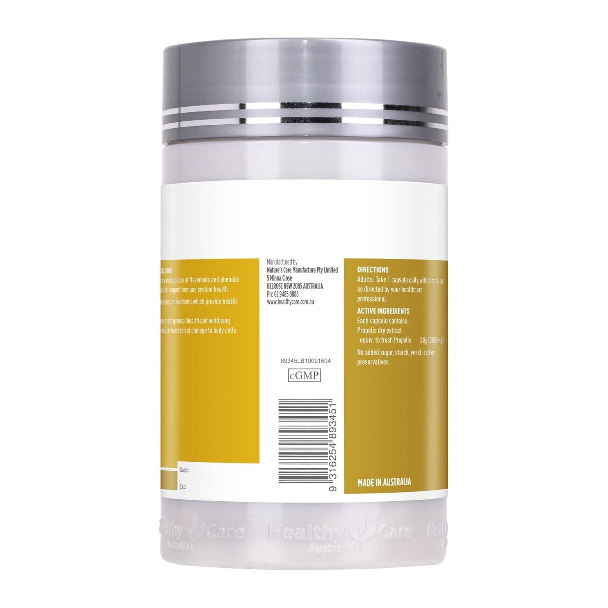 Supplement container with label on a white background