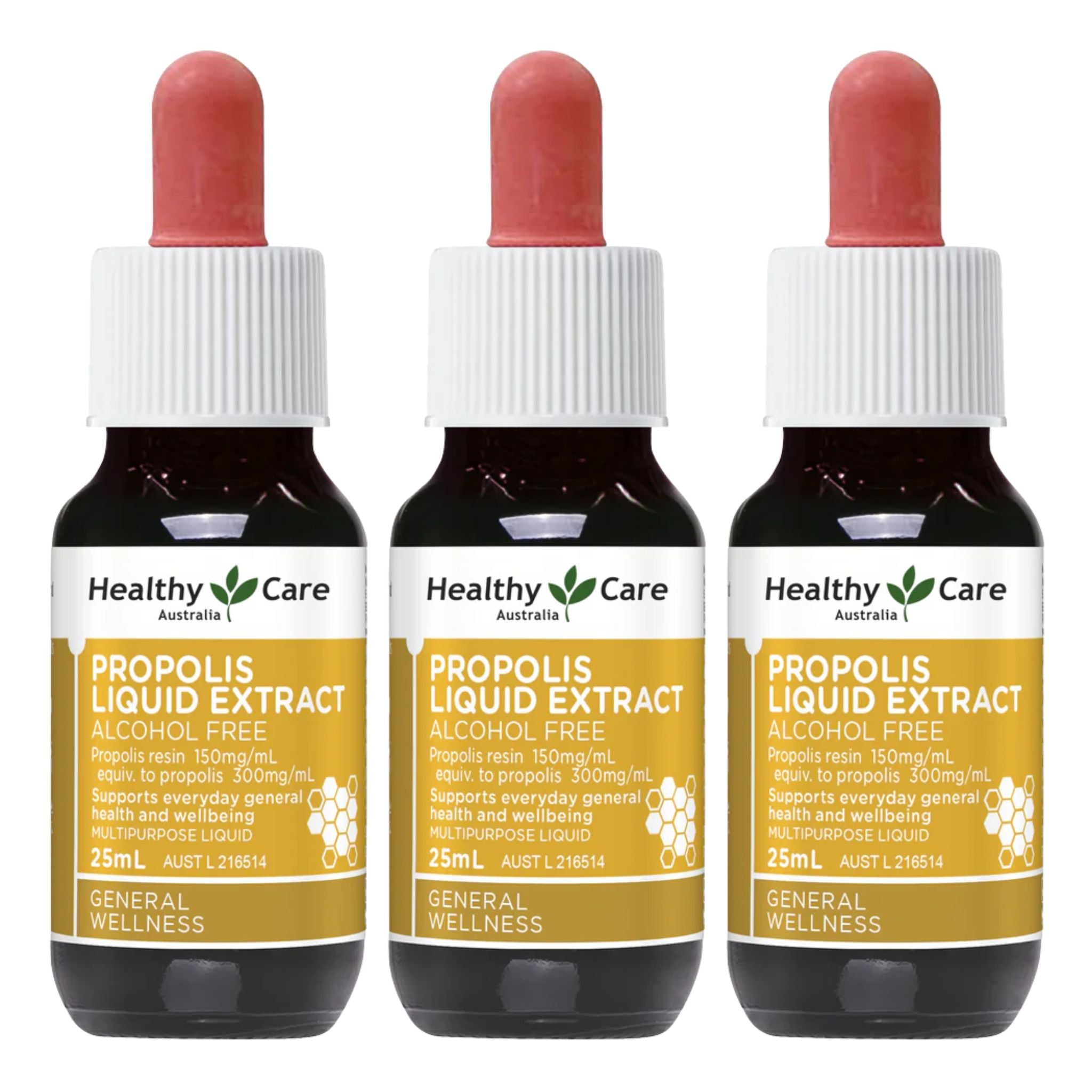 Healthy Care Propolis Liquid Extract Alcohol Free 25mL Pack of 3 bottles
