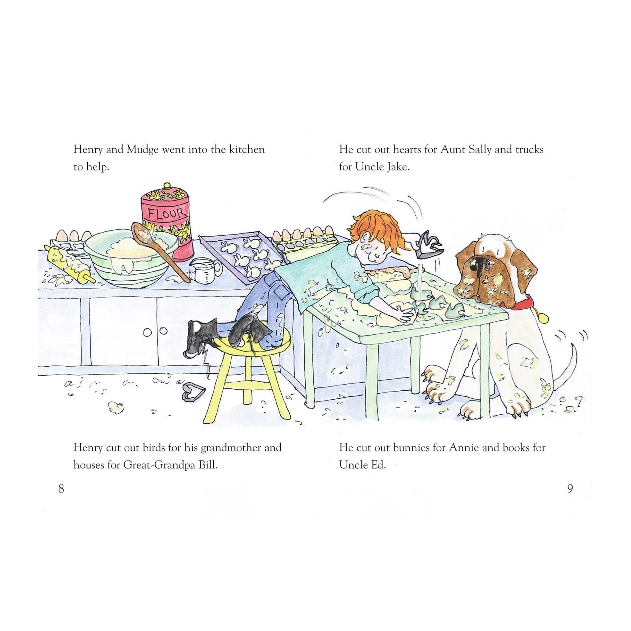 Interior pages from Henry and Mudge Ready-to-Read books with text and illustrations