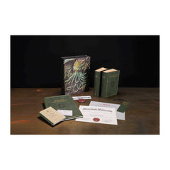 The H. P. Lovecraft Experience deluxe box set with books and collectible contents displayed