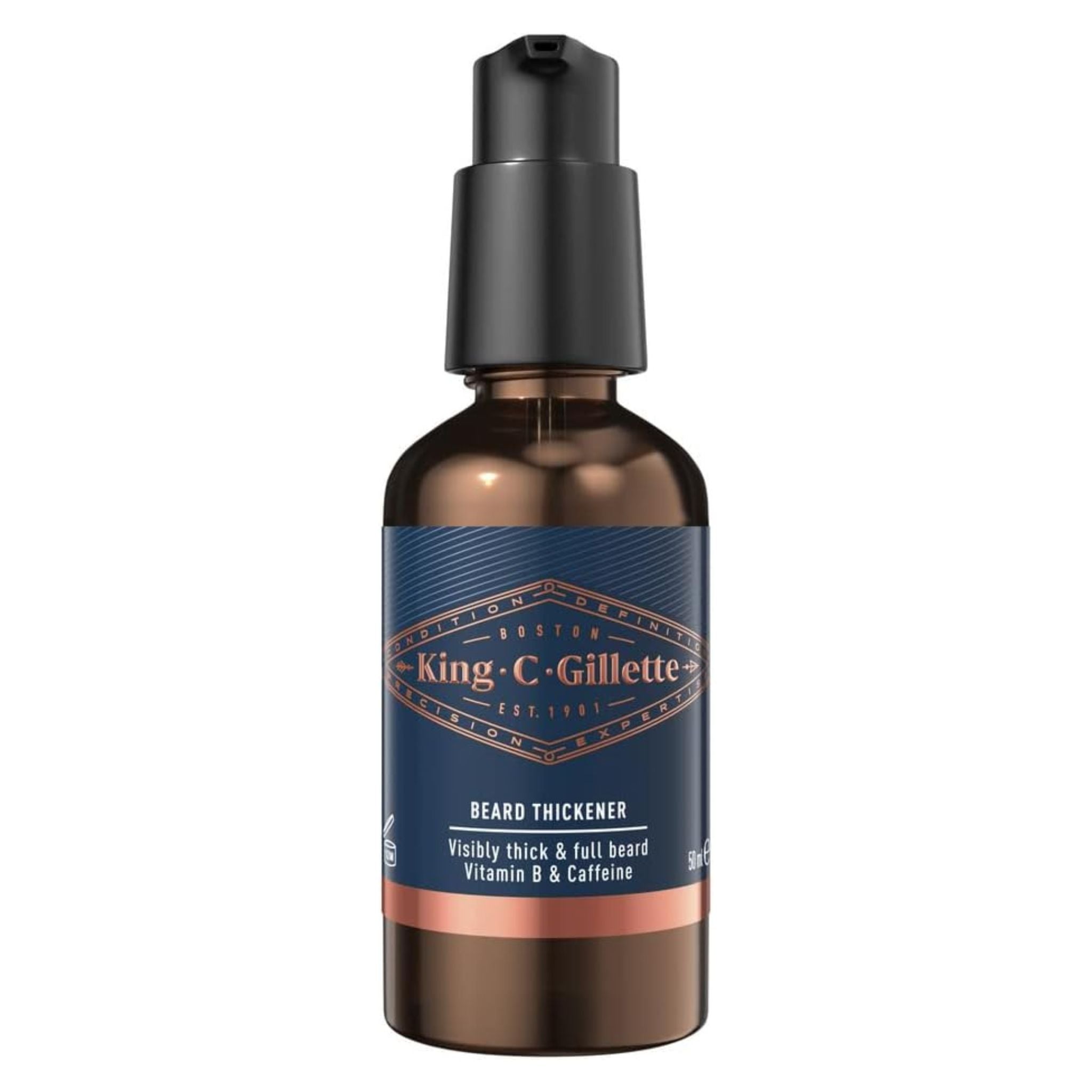 Back view displaying product details of King C. Gillette Beard Thickener 50ml.