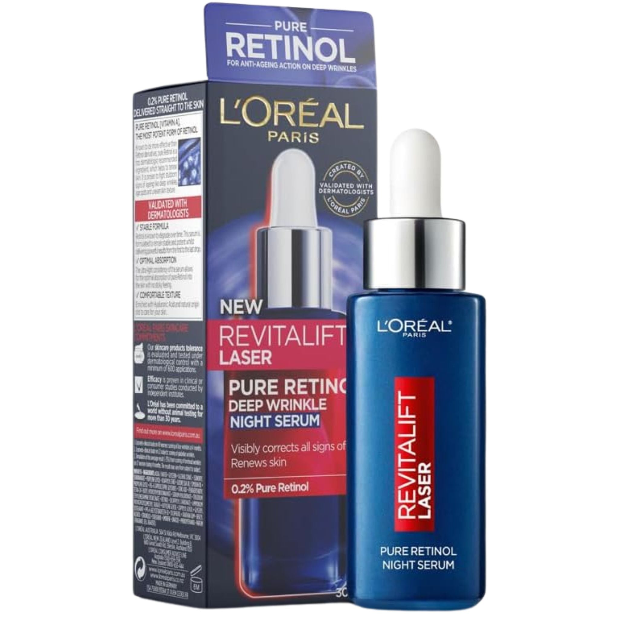 L'Oreal Paris Revitalift Laser Pure Retinol Night Serum packaging and bottle
