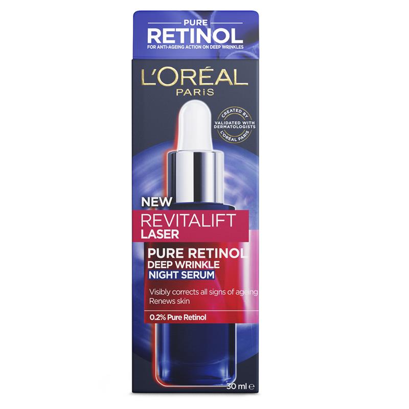 L’Oreal Revitalift Pure Retinol Night Serum box packaging front view