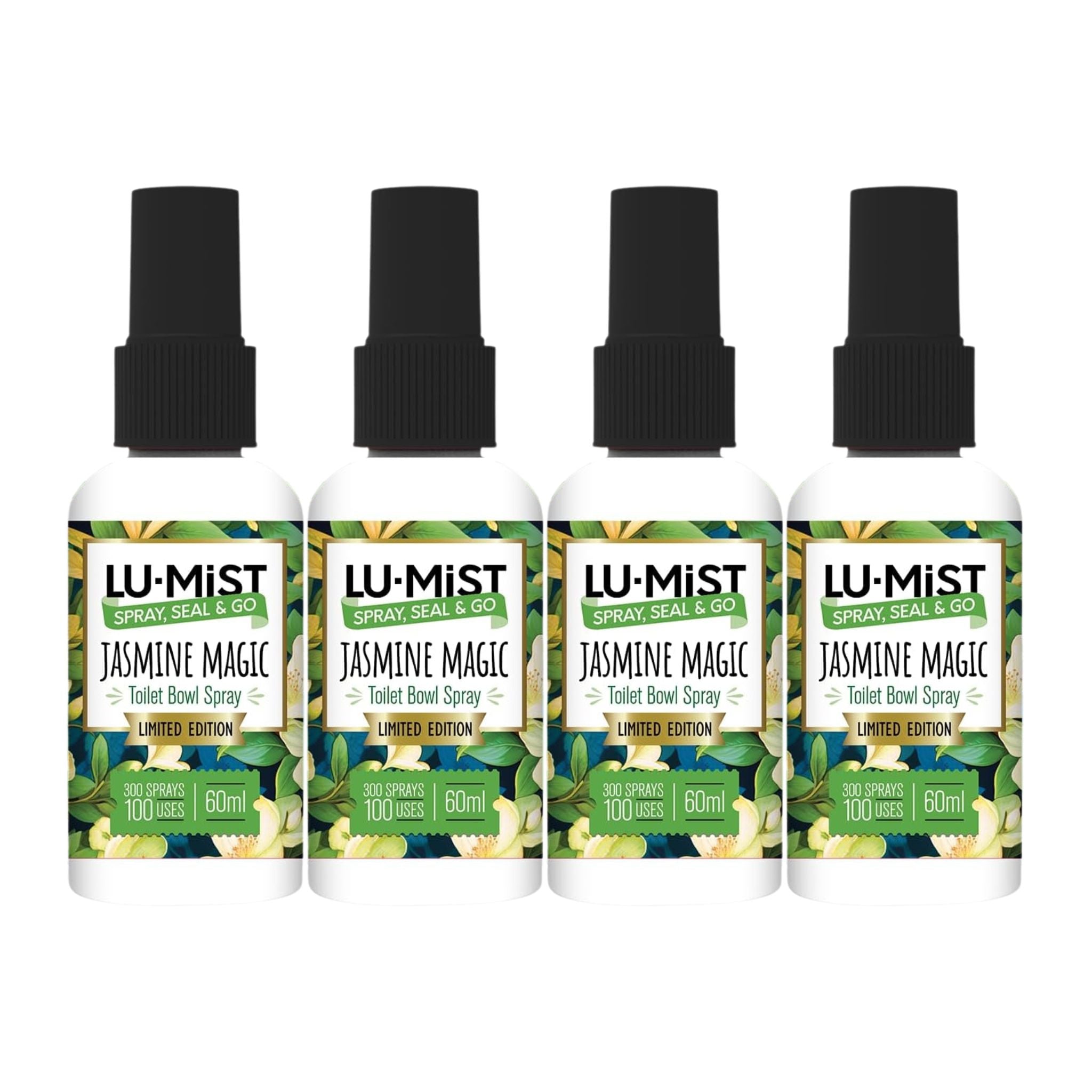 Lu Mist Jasmine Magic essential oil mist set with four spray bottles for aromatherapy and relaxation