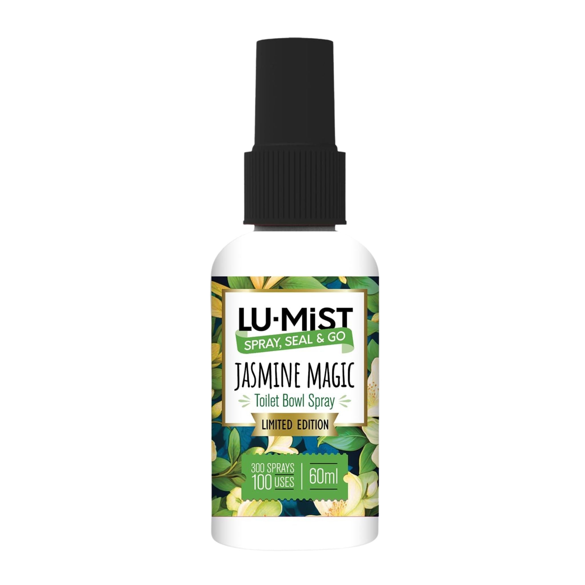 Lu-Mist Jasmine Magic toilet bowl spray bottle on a white background