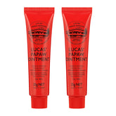 Two red tubes of Lucas' Papaw Ointment on a white background