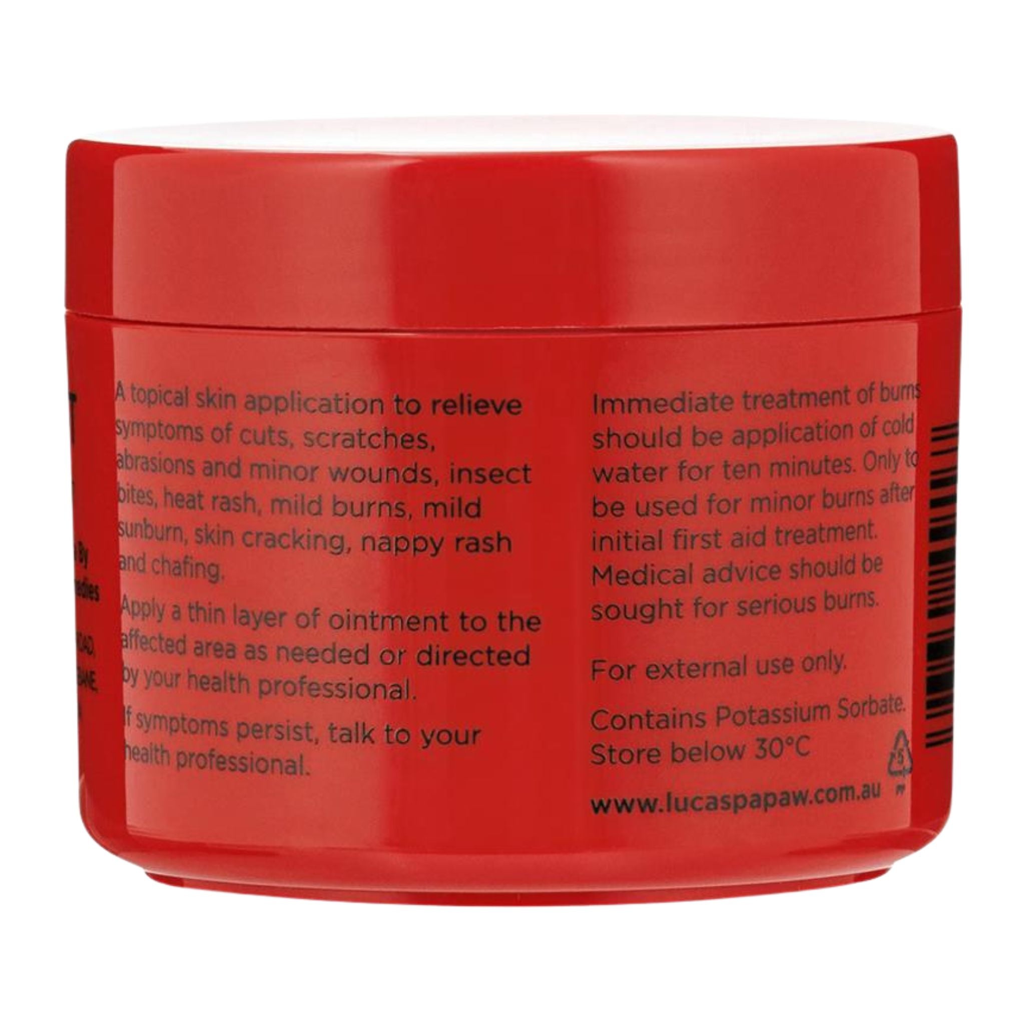 Back View of Lucas' Papaw Ointment 75g Jar