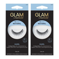 Two packages of Glam by Manicare Hazel false eyelashes on a white background