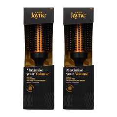 Two Lady Jayne hairbrushes in packaging on a white background