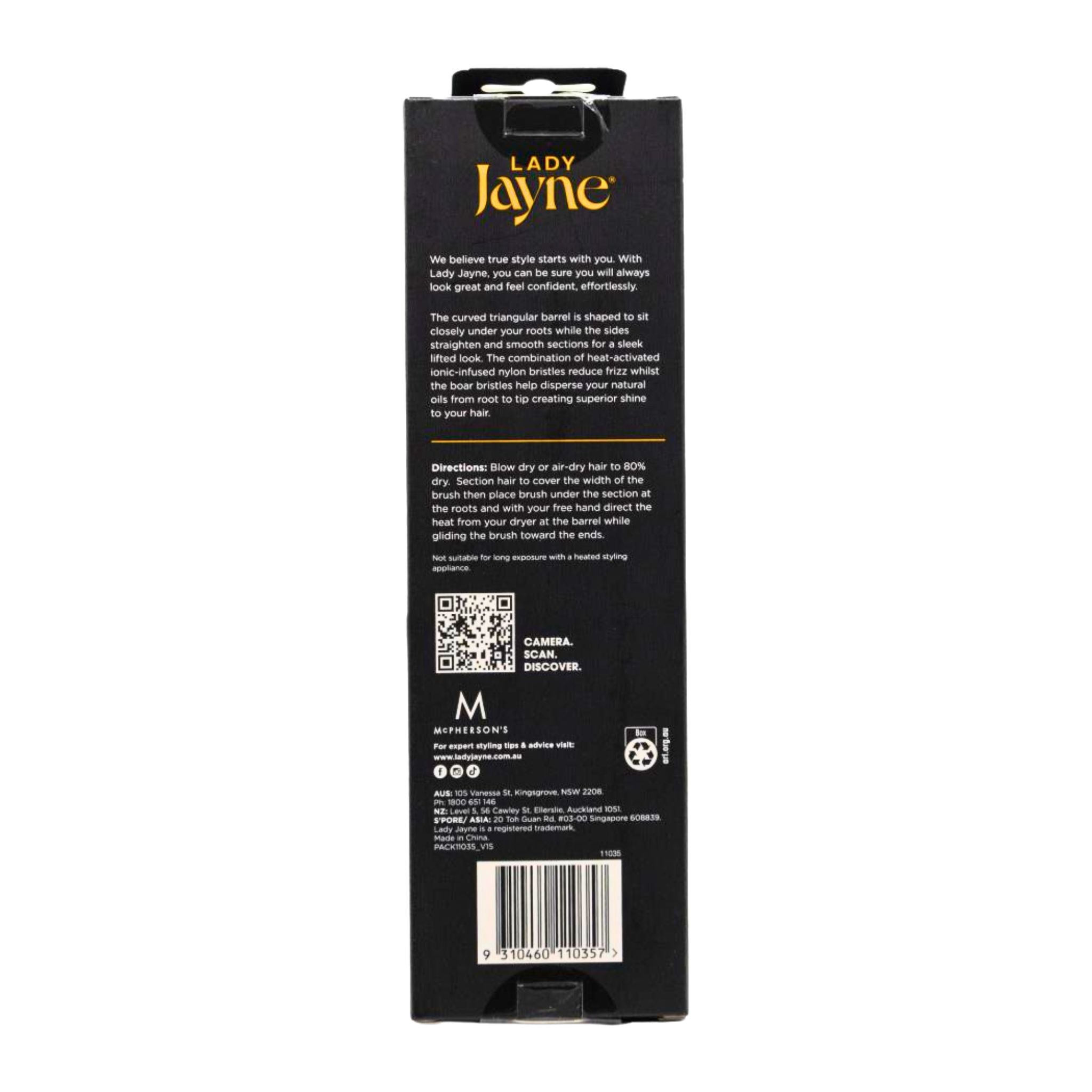 Black packaging of Lady Jayne with text and branding on a white background