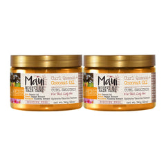 Two jars of Maui Moisture hair care product on a white background