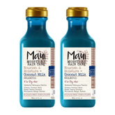 Two bottles of Maui Moisture Hair Care shampoo with coconut milk on a white background