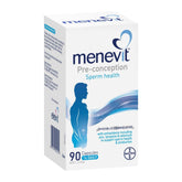 Menevit pre-conception sperm health supplement box on a white background