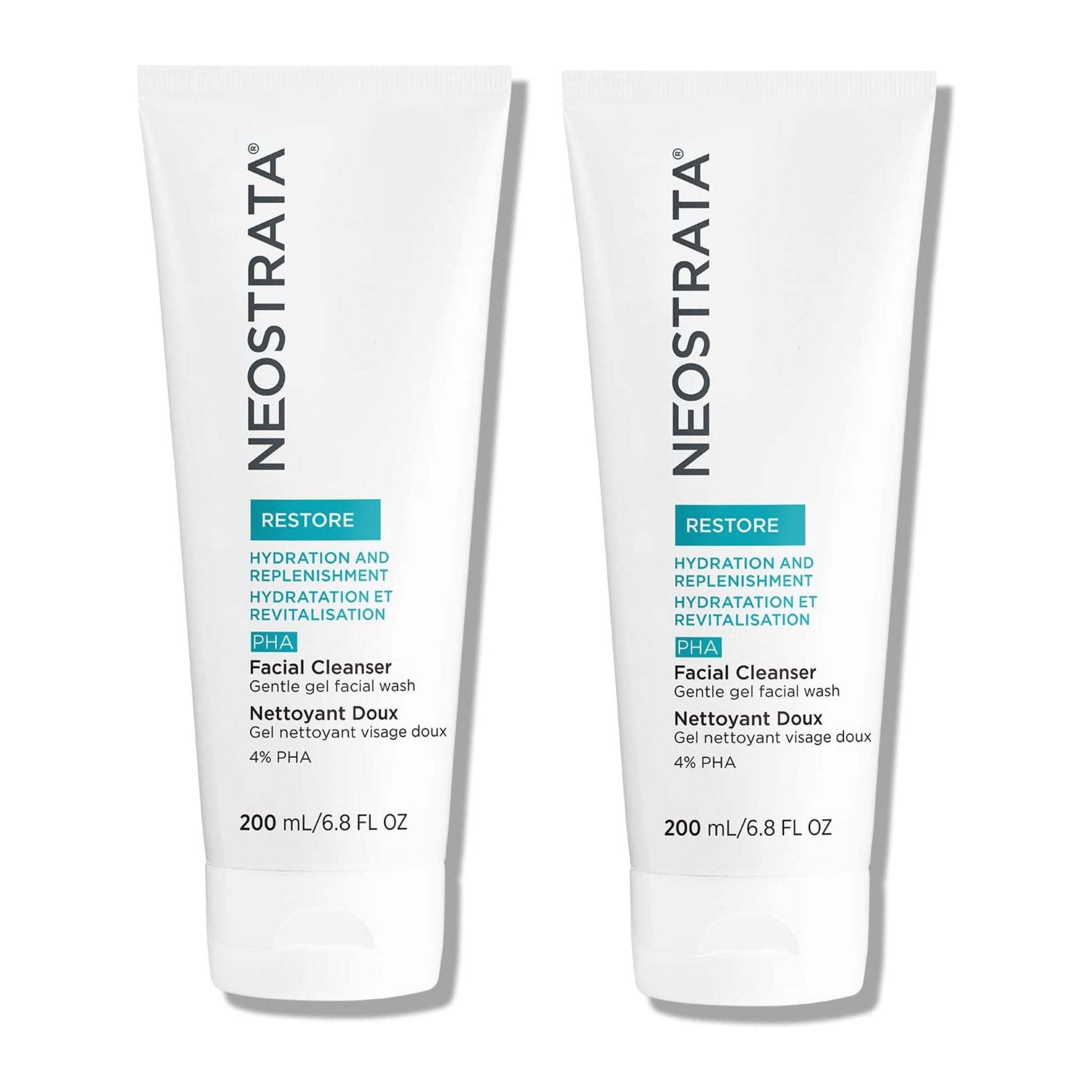 Two bottles of NeoStrata facial cleanser on a white background
