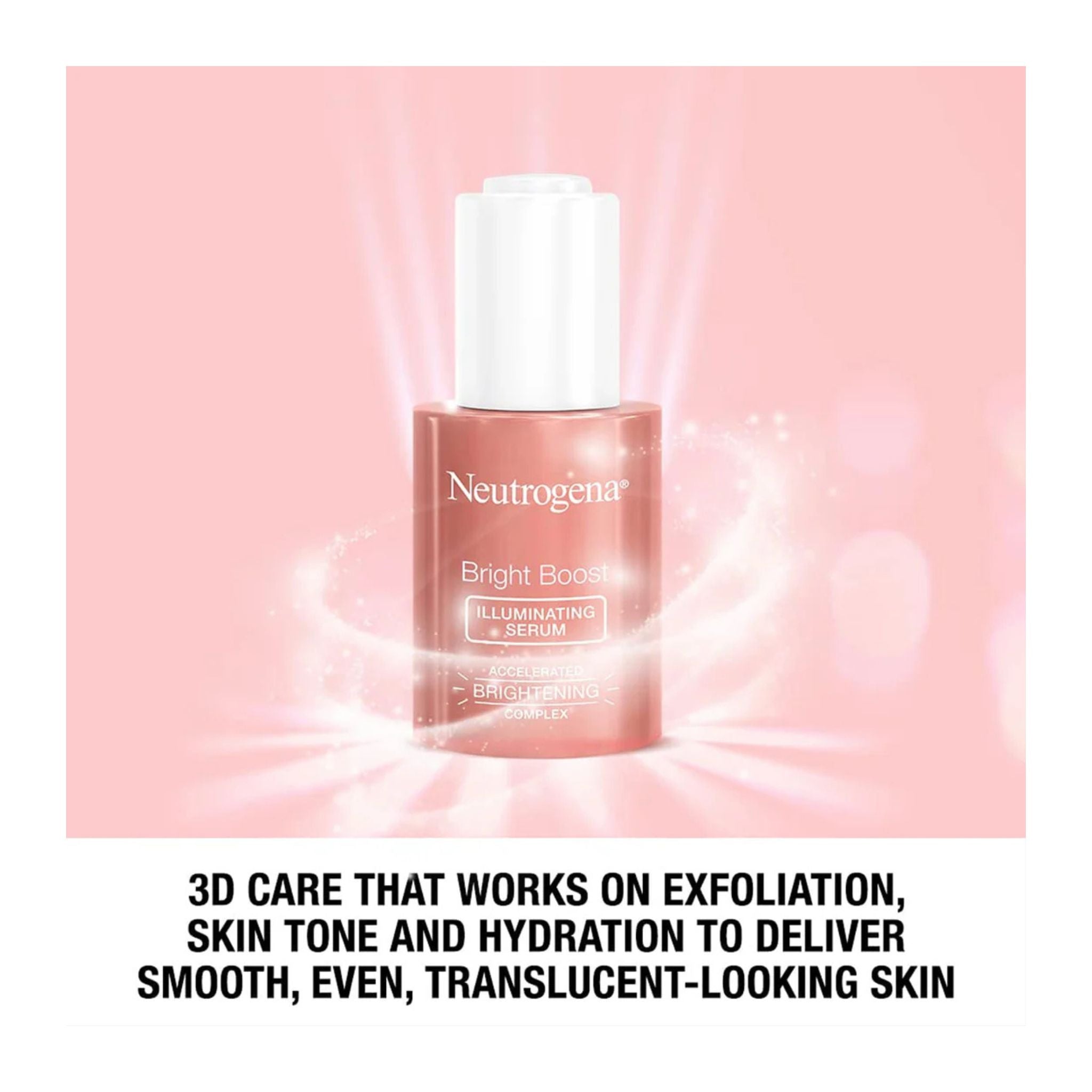 Left side angle of Neutrogena Bright Boost Illuminating Serum 30mL packaging