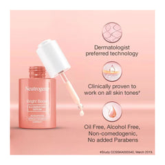 Right side angle of Neutrogena Bright Boost Illuminating Serum 30mL packaging