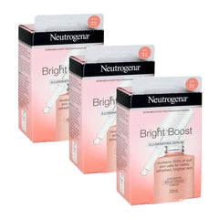 Front view of Neutrogena Bright Boost Illuminating Serum 30mL triple pack