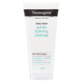 Front of Neutrogena Deep Clean Gentle Foaming Cleanser 175g tube with ODA Complex and skin type details
