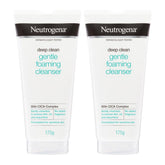 Two Neutrogena deep clean gentle foaming cleanser bottles on a white background