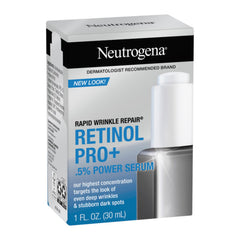 Neutrogena Rapid Wrinkle Repair Retinol Pro+ serum packaging on a white background