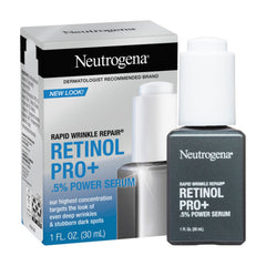 Neutrogena Rapid Wrinkle Repair Retinol Pro+ serum packaging on a white background