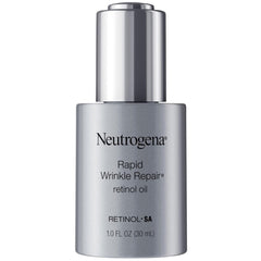 Neutrogena Rapid Wrinkle Repair Retinol Oil silver dropper bottle 1.0 fl oz displayed upright