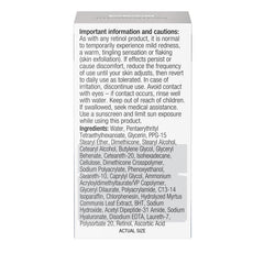 Full ingredients list and safety info for Neutrogena Retinol Pro+ Eye Cream on box panel