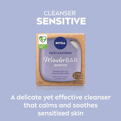 NIVEA WonderBAR Sensitive Face Cleansing Bar – Graphic: Delicate cleanser that calms and soothes sensitive skin