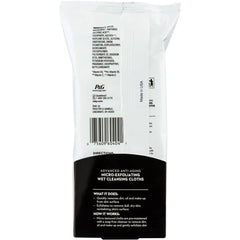 Back of Olay Anti-Wrinkle Wet Cleansing Cloths pack displaying ingredients, instructions, and barcode