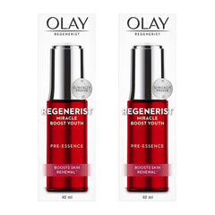 Front view of Olay Miracle Boost Youth Pre-Essence 40ml twin pack.