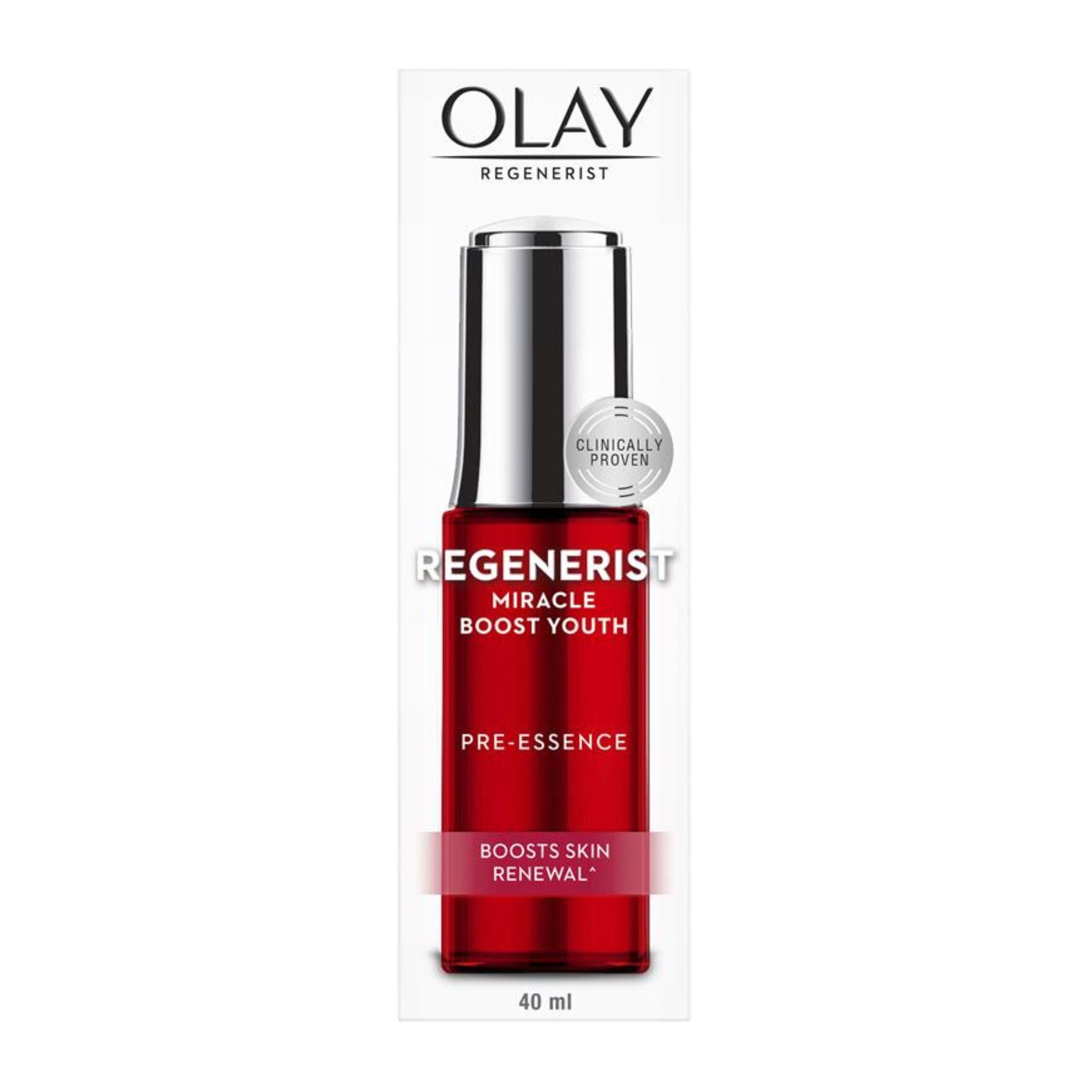 Front view of Olay Regenerist Miracle Boost Youth Pre-Essence 40ml bottle